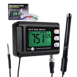 Gain Express 2 in 1 Digital PH and Temperature Monitor, PH Meter, Thermometer, Water Quality Inspection, Automatic Temperature Compensation (ATC), Aquariums, Hydroponics, Laboratory Aquariums, Hot Springs, Pools (BNC Electrode), High Precision, Japanese Instruction Manual (English Language Not Guaranteed)