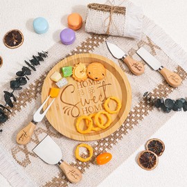 House Warming Gifts New Home,Housewarming Gift for New House,Realtors Closing Gifts for Home Buyers,Serving Board and Wind Chime Baskets for New Homeowners