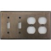 Aged Antique Brass 4 Gang Combination Switch Plate - 2