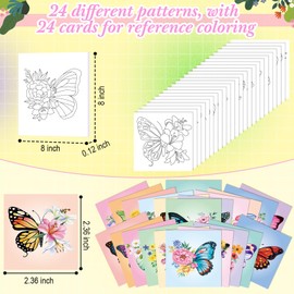 Sherr 24 Pcs Pre Drawn Canvas for Painting Adult Pre Printed Canvas Bulk Sip and Paint Kit Stretched Panels Paint Set for Theme Painting Night Party Favor(Butterfly,8 x 8 Inch)