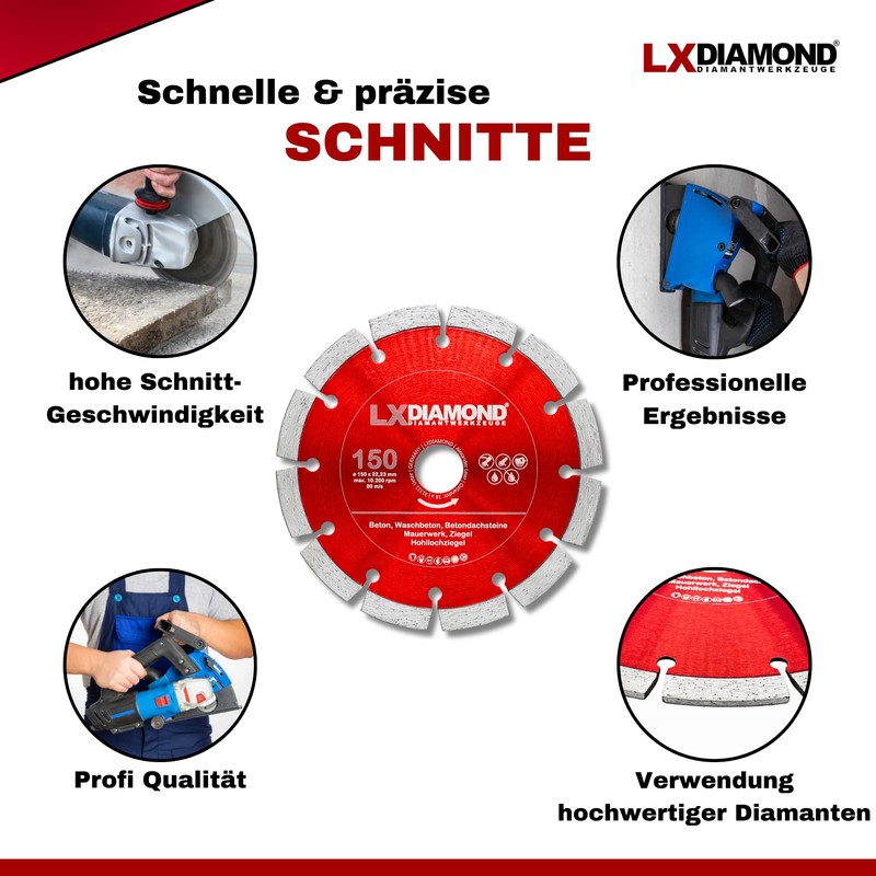 LXDIAMOND 2 x Diamond Cutting Disc 150 mm x 22.23
