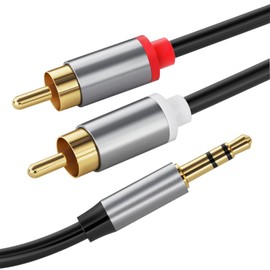 3.5mm to 2RCA Audio Cable, Stereo Mini Plug, 3.5mm Male to 2 RCA Male Cable, Y Splitter Design, Gold Plated Connectors for Smartphones, Tablets, TVs and More (0.5m)