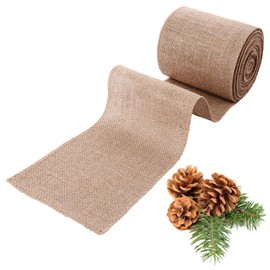 DAJAVE Jute Table Runner 15 cm x 20 m Table Runner Natural Jute Ribbon Table Runner Jute Linen Fabric Sold by the Metre Can be Cut to Size for Various Desk Sizes Table Runner for Garden Party, Wedding