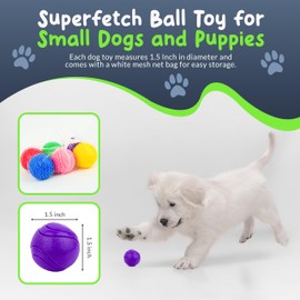Petite Paws SuperFetch Dog Balls 1.5 Inch - Squeaky Dog Toys for Small Dogs and Puppies - Rubber Balls for Fetch, Training, Teething, Boredom and Solo Play - 6 Pack