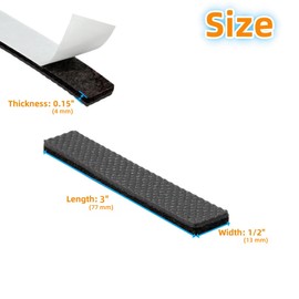 Furnigear Non Slip Furniture Pads 1/2" x 3" Rubber Strips Self Adhesive Furniture Grippers Chair Leg Pads Rubber Chair Feet Anti Scratches Non Skid Furniture Pad Floor Protectors, 40 Pcs Rectangle