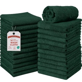 RIVERSIDE - Paquete de 24 paños de lavado para ducha, 12 x 12 pulgadas, súper suaves y absorbentes, 100% algodón, paños de franela de calidad premium para baño, gimnasio, spa (verde bosque, paquete de