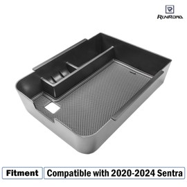 RUNROAD Center Console Tray Compatible with Nissan Sentra 2020 2021 2022 2023 2024 Accessories, Armrest Tray Secondary Storage Box Coin Holder, Black