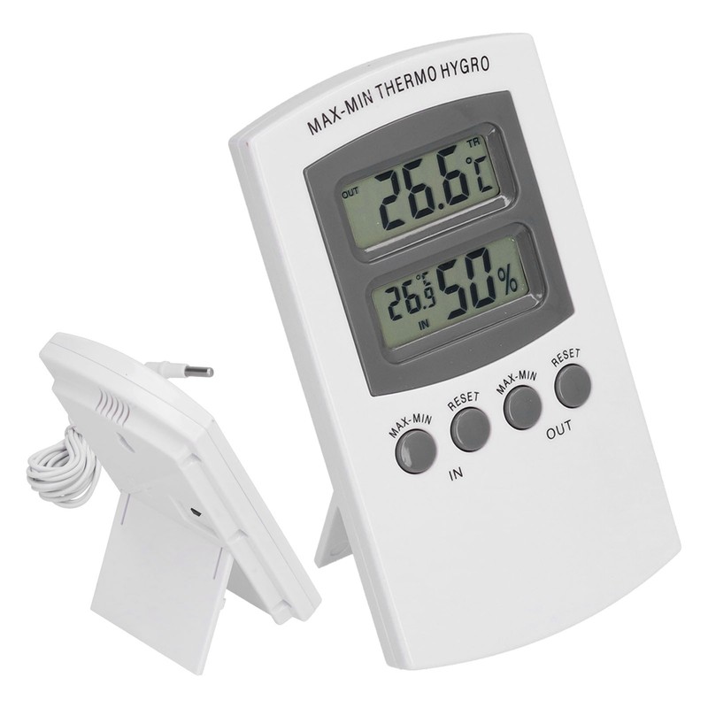 LCD Temperature and Humidity Monitor WallMountable Wired Flower Planting Hygrometer