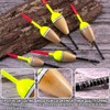 Alwonder 4-Pack Fishing Bobbers Floats, Buoyant Balsa Wood Body Spring