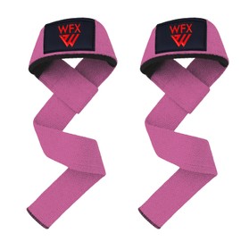 WFX Weight Lifting Straps Wrist Support Padded Neoprene Gym Cross Training Hand Bar Weight Lifting Straps Bodybuilding Strength Exercise Deadlift for Men Women (Pink)