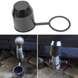 Universal towing hitch cover with locking ring, for ball couplings with 50 mm diameter, not easy to lose, made of flexible plastic, black, weather-resistant and car wash-resistant