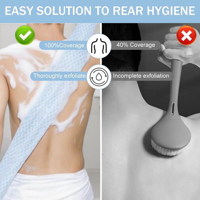 2 Stück Rückenschrubber Rückenbürste Peelinghandschuh Luffa Schwamm natürlicher Duschschwamm entfernt