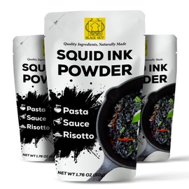 Black Hut Cuttlefish Squid Ink Powder, Perfect for Festive Baking & Cooking, Ideal for Rice, Noodles, Pasta, Spaghetti, Risotto, Tinta de Sepia, Halal Certified, Contains Molluscs, 1.76oz / 50g
