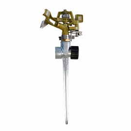 Rugg Oscillating Sprinkler, Classic Impact Resistant Metal Head & Metal Spike Base Impulse Sprinklers for Yard for Lawn & Garden, Gold