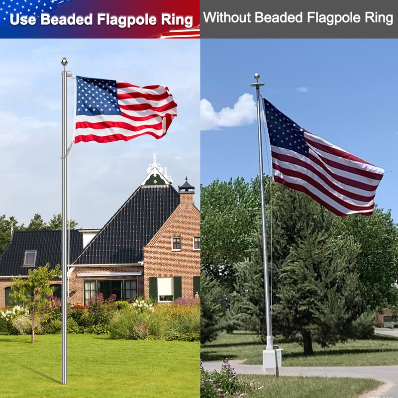 Lechansen Flag Pole Accessories Parts, Heavy-Duty Beaded Retainer Ring with
