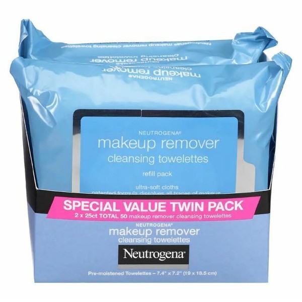 Neutrogena Cleansing  Makeup Remover Facial Wipes, 25 Count - 2 Pack