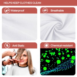 Short Barber Cape, Waterproof Nylon Salon Hair Cutting Cape, Makeup Artist Cape for Hair Dye, Comb-out, Styling, Shampoo (1, White)