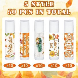 Siifert 50 unidades de regalos de fiesta de Acción de Gracias, Navidad, bálsamos labiales a granel, regalos de Acción de Gracias, rellenos de cestas navideñas, regalos pequeños de agradecimiento para mujeres y hombres (sabor a miel)