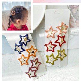 Pinksee 12 Pcs Metal Snap Hair Clips Star Hair Barrettes Hair Accessories for Women Girls (Star)