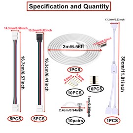 HUAZIZ LED Strip Connector Kit, LED Strip Connector, LED Strip Extension Includes Solderless LED Strip Connector, for 10 mm 4-Pin RGB 5050 LED Strip (Pack of 81)