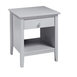 Simplicity Wooden Nightstand in Dove Gray, Bedside Table with Drawer Knobs, Metal Glides, Extra Storage, Perfect for Bedroom, Kids Furniture, Bedroom Set, Living Room, Guest Bedroom