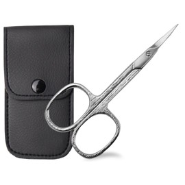 Left-Handed Cuticle Scissors with Curved Cutting Surface - Professional Nail Cuticle Scissors for Precise Removal of Cuticles with Case for Storage