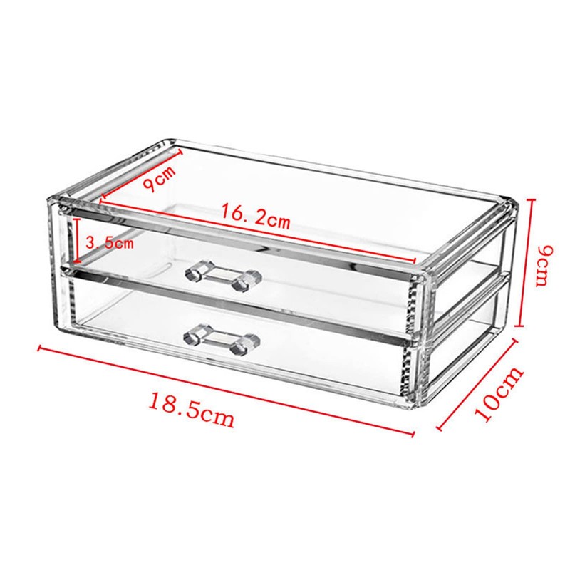 Sunydog Clear Acrylic Makeup Storage Box with 2 Drawers, Desk