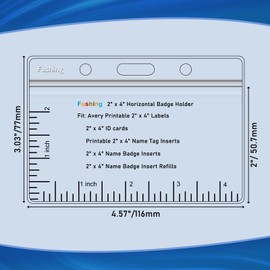 2x4 Inch Name Badge Holders - Fushing Clear Plastic Horizontal Name Tag Badge ID Card Holders for 2 x 4 Inch Labels, ID Cards, Name Badge Inserts or Name Tag Inserts (50)