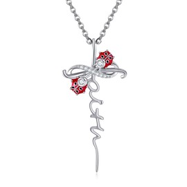 UCADRIT Ladybug Necklace 925 Sterling Silver Faith Cross Lady Bug Pendant Jewelry Present for women