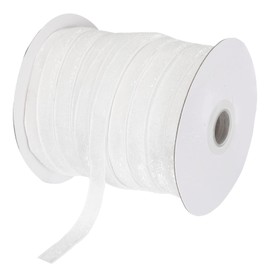 sourcing map Metallic Glitter Velvet Ribbon 3/8 Inch x 50 Yard Single Face Sparkle Ribbon for Christmas DIY Crafts Gift Wrapping Bow Decoration White