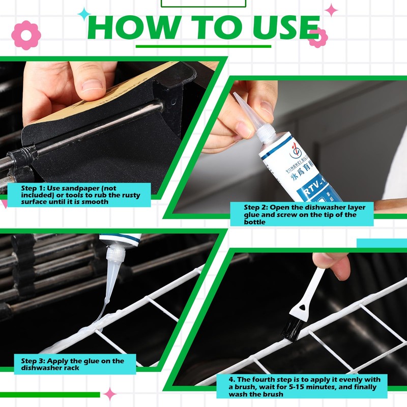 Baderke 1 Bottle 1.7 oz Dishwasher Rack Coating/glue with 25