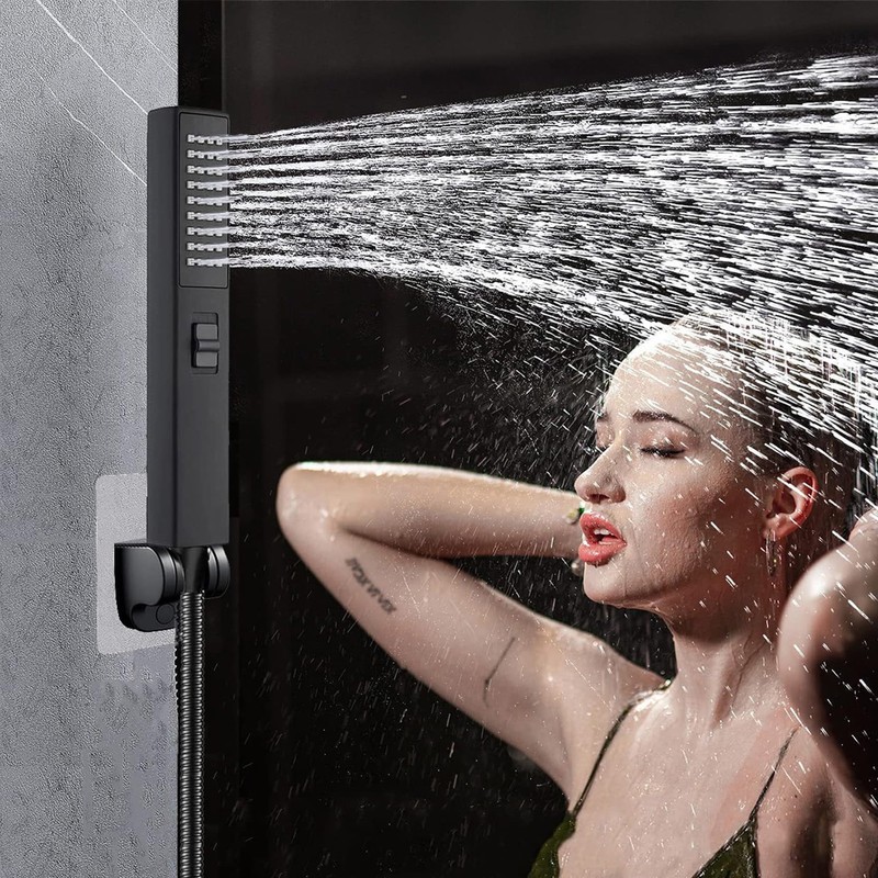 LUYU Two in one Function Black Handheld Square Shower Head,