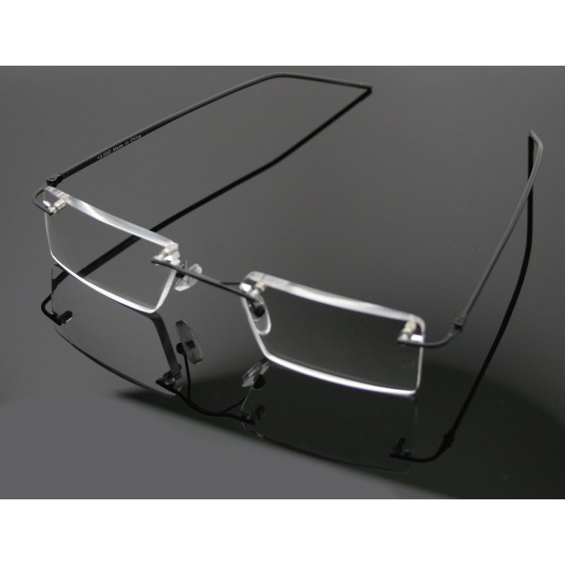 Thin Rectangle Rimless Readers with Anti-Reflective AR Coating (+1.00, Black)