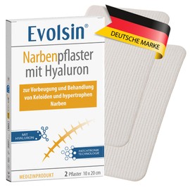 Evolsin Scar Patch with Hyaluronic & Patchtronic - For Surgical Scars, Caesarean Section, Keloids & Hypertrophic Scars, Supports Skin Barrier