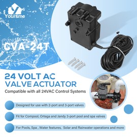 Yoursme CVA-24T Valve Actuator Compatible with All 24VAC Control Systems, for 2 or 3 Port Valves, Replacement for Pentair 263045 Valve Actuator, 24 Volt AC 180 Degree Rotation, 25 Feet Cable