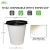 10 oz Disposable White Paper Coffee Cups with Black Flat