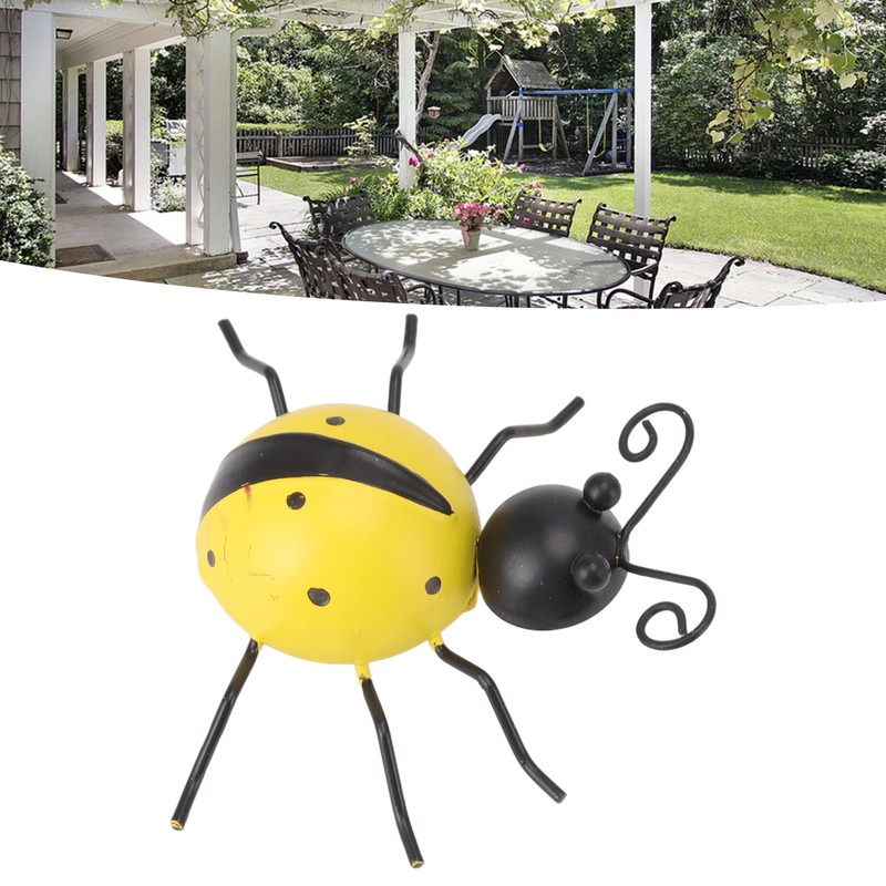4Pcs Ladybug Wall Decor Lady Bug Ornament Wrought Iron Insect