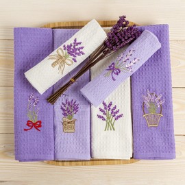 EVAHOME Turkish Hand Towel Set, Housewarming Gifts for Mom Kitchen Towels, Bathroom Hand Towels, Quick Dry Face Towel for Bath, Dish Cloths for Tea Towels, Gym, Yoga Bath Towels (Lavender) Set of 6