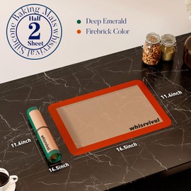 whisrvival Silicone Baking Mat, Reusable Silicone Baking Sheets for Oven, Half Non-Stick Silicone Mats for Baking Cookies, Bread, Roasting Vegetables, Meat, Candy Making (2Pcs)