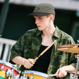 Clakllie Cotton Baseball Cap Flat Brim 5 Panel Hats Outdoor Short Brim Hats for Running Sports Umpire Trucker Hats,HNZD2-Army Green