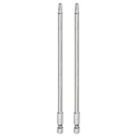 QUARKZMAN Pack of 2 T25 Security Torx Bit 1/4 Inch Hex Shank 6 Inch Long S2 Steel Magnetic Tamper Proof Star Bits Screwdriver Torx Head with Hole for Screws Bits