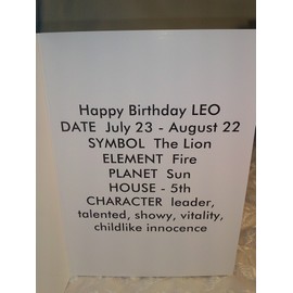 Leo - 7/23 to 8/22 Fire Sign Zodiac Birthday card