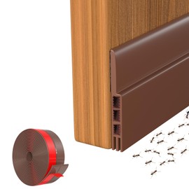 Guardapolvo para Puerta,5M Cubre Polvo para Puerta de 3 Capas,Burlete para Puerta con Bloqueo de Ruido/Viento/Insectos,Protector Autoadhesiva y Tira de Sellado Atrapa Polvo para Puerta(Marrón)