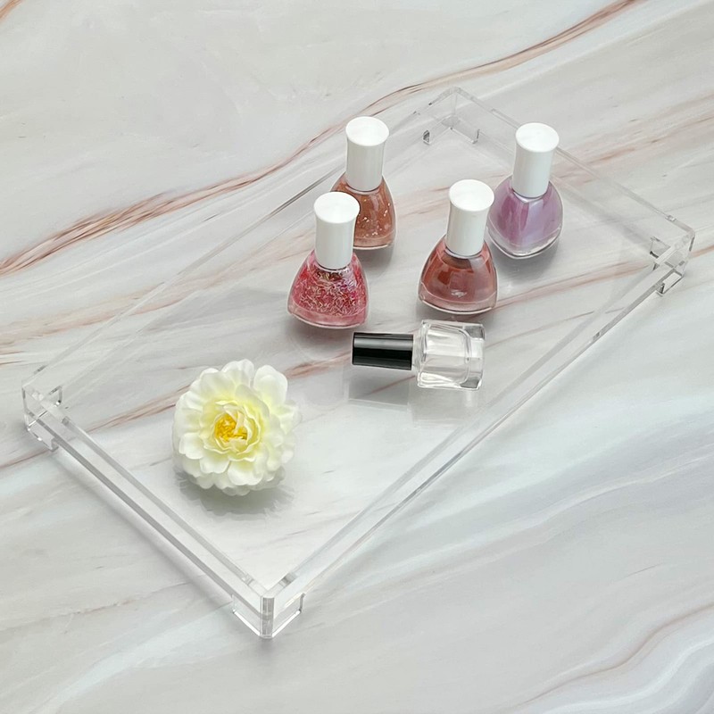 DELIPPLY Vanity Bathroom Tray, Acrylic Rectangle Decorative Catchall Organizer Storage
