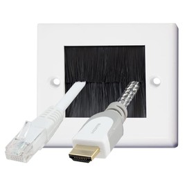 Auline Black Brush White Surround Single 1 Gang Wall Outlet Cable Entry Plate Tidy Mount Face Plate Wall Plate (1)