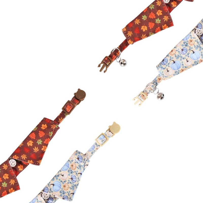 Lamphyface Fall Cat Collar Thanksgiving Day Breakaway with Bow Tie