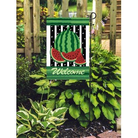 Texupday Welcome Summer Watermelon Decoration Garden Flag Outdoor Yard Flag 12" x 18"