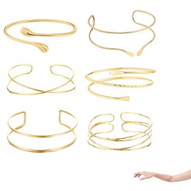 ClcIosis Pack of 6 Upper Bangle Gold Upper Arm Bangle Gold Upper Arm for Parties and Special Occasions, Synthetic, No Gemstone