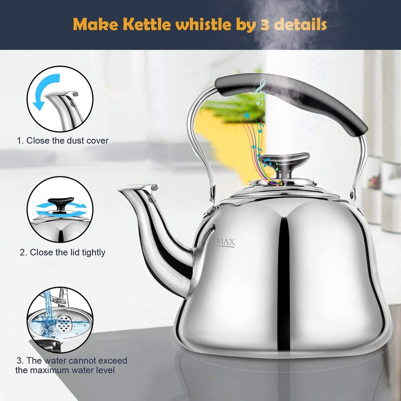 Tea Kettle Stovetop Whistling Teakettle ClassicTeapot Stainless Steel Tea Pots