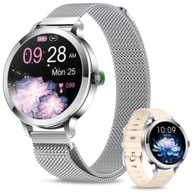 fitonyo Smart Watches for Women(Make/Answer Call), 1.1" AMOLED Screen Fitness Tracker with 110+ Sports Step Counter/BP/Heart Rate/Sleep Monitor IP68 Waterproof SmartWatches for Android/iOS Silver